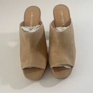 Lisa Vicky Nordstrom Shoes Joy-V Tan Platform Slip On Sandal Women Size 6
